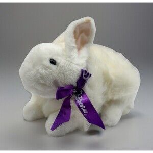 Cadbury Bunny White Plush Purple Ribbon Hersheys 9” Easter Stuffed Animal *read*